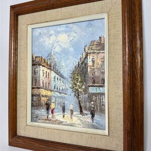 Vintage Original Oil Painting Paris Street Scene Framed – Hand Painted 13x15"